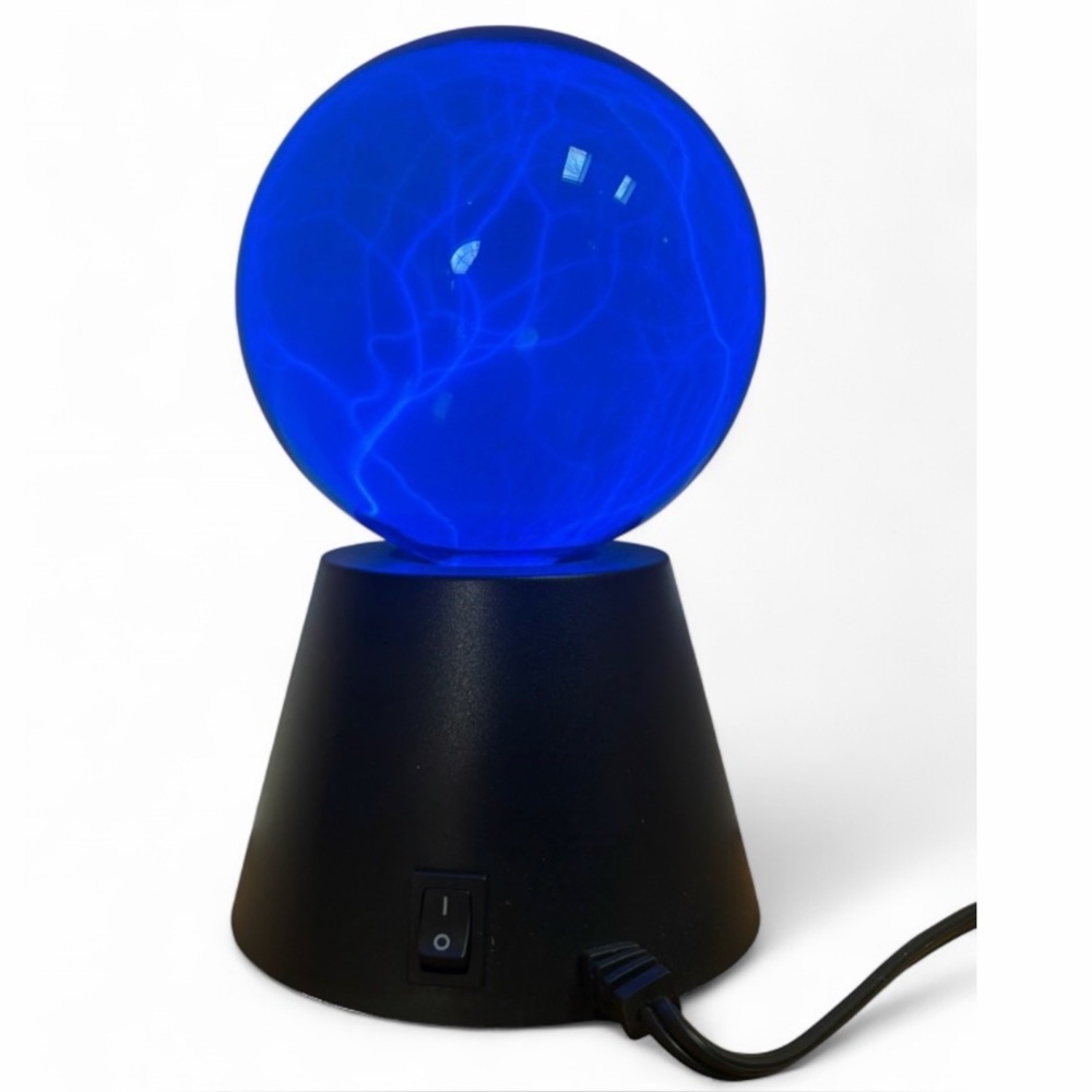 LumiSource Vintage Y2K Blue Glass Sphere Orb Plasma Lamp Light Table Lighting